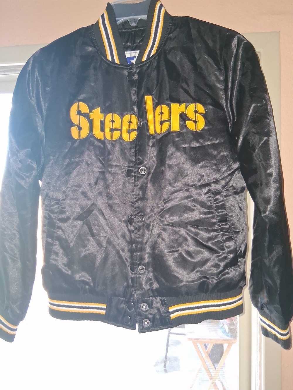 STARTER Black and Yellow Satin Steelers Jacket